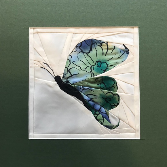 Butterfly Wall Art from Fabric Art  11.5" Sq  Framed with Glass - Picture 3 of 5